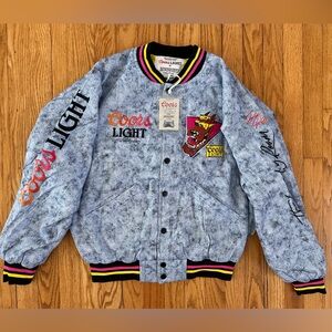 The Laundry Room Gray Bomber Jacket with Red and Yellow Accents